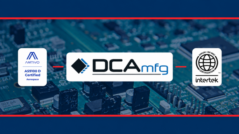 DCA Manufacturing AS9100D aerospace and defense certification badges